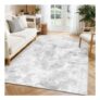 SHACOS Living Room Rug, Modern Abstract, Non-Slip, Washable, LightGrey 200x280cm