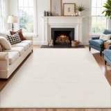 SHACOS Living Room Rug Washable Area Rugs Soft Low Pile Rug Modern Floor Carpet Rugs for Bedroom Kids Room Home Decor, Cream, 120 x 170 cm