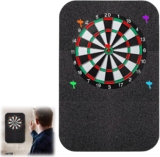 SI SEN Dartboard Wall Protector, Black Felt Material, 35.4×23.6×0.5 Inch, Double-Sided Adhesive, 6 Piece Modular Design