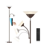 SIBRILLE Brown Torchiere LED Floor Lamp, Rotating, 72in, Remote, Color-Changing