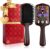 SIMETRA Wooden Paddle Detangler Hair Brush for Women Men (Fox Pattern) Guinean Ovangkol Hardwood Bristles, Wet & Dry Hairbrushes, Square Detangler Brushes, Suitable for All Hair Types