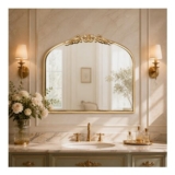 SIN&MI Large Gold Antique Mirror, 27×19, French Baroque Arched