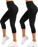 SINOPHANT 2 Pack Capri Leggings for Women-Buttery Soft High Waisted Yoga Pants for Workout Athletic