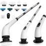 SINZUX Electric Spin Scrubber, Electric Cleaning Brush with 8 Replaceable Brush Heads, Electric Scrubbing Brush with LED Display and Adjustable Extension Handle for Bathroom Kitchen Car