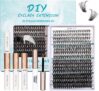 SISILILY Fluffy Individual Eyelashes Kit – 320Pcs Mixed Length Lash Clusters (12-20mm) Russian D Curl Lashes DIY Lash Extension Set with Bond & Seal Natural Volume Cluster Lashes for At-Home Use