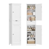 SLINEMO Tall Freestanding Bathroom Cabinet with Drawers, White, 40cm Wide