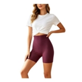 SLNLUYK Womens Seamless High-Waisted Gym Shorts, Tummy Control, Red