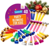 SOL 40pk Party Blowers for Kids – Assorted Party Whistles & Noise Makers