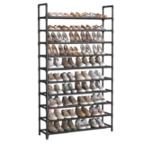 SONGMICS 10-Tier Shoe Rack, Shoe Stand, Space-Saving Shoe Storage, 29 x 100 x 175 cm, Metal Frame, Non-Woven Fabric Shelves, for Hallway,