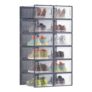 SONGMICS 12-Pack Stackable Shoe Boxes, Foldable, Transparent Dark Blue-Grey