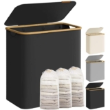 SONGMICS 150L Laundry Basket with Lid, Laundry Hamper with Bamboo Handles