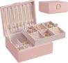 SONGMICS 2-Layer Jewellery Box, Organiser with Handle, Floating Effect