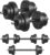 SONGMICS 2-in-1 Dumbbells Set, Adjustable with Extra Barbell Bar