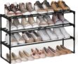 SONGMICS 3-Tier Shoe Rack, Metal Shoe Storage Organiser Fits 16 to 20 Pairs