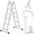 SONGMICS 3.5 m Ladder, Multi-Purpose Aluminium Ladder with 2 Metal Plates and 12 Steps Holds up to 150 kg, Silver GLT36M