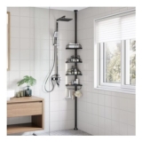 SONGMICS 4-Tier Corner Shower Shelf, Adjustable Black BCB001B01