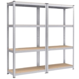 SONGMICS 4-Tier Shelving Units, Set of 2 Steel Shelving Unit for Storage, Boltless Assembly, for Garage, Shed