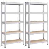 SONGMICS 5-Tier Shelving Unit, Set of 2 Steel Shelving Unit, Boltless Assembly, Load Capacity 650 kg Each, 30 x 75 x 150 cm, Silver