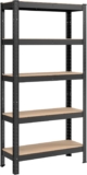 SONGMICS 5-Tier Shelving Unit, Steel Shelving Unit for Storage, Boltless Assembly, for Garage, Shed, Load Capacity 650 kg, 30 x 75 x 150 cm, Black GLR030B21