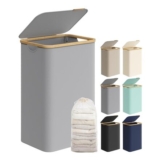 SONGMICS 90L Laundry Basket with Lid and Bamboo Handles