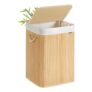 SONGMICS 95L Bamboo Laundry Basket with Lid, Foldable, Removable Liner