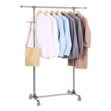 SONGMICS Adjustable Coat Rack with Wheels, Grey LLR01G