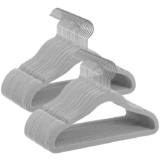 SONGMICS Baby Velvet Hangers – Pack of 50, Silver 360 Swivel Hooks, Space-Saving, Non-Slip Childrens Hangers, Dove Grey