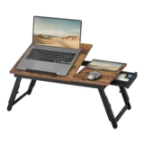 SONGMICS Bed Laptop Table, Foldable, Bamboo and MDF, 55×35 Cm