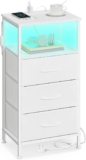 SONGMICS Bedside Table with Charging Station, Modern basic, 3 Drawers