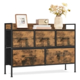 SONGMICS Chest of Drawers, Bedroom Cabinet, 5 Fabric Drawers with Handles