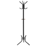 SONGMICS Coat Rack Stand, Metal Hall Tree, Free Standing, 53.5 x 178 cm, 12 Hooks, for Clothes, Hats, Bags, Black RCR17B