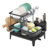 SONGMICS Dish Drainer Rack, 360 Rotatable Spout, 31 X 42 X 36.5 Cm