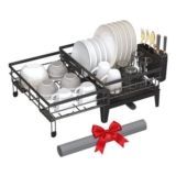 SONGMICS Dish Drying Rack, 360 Rotatable Spout, 31-56, Black