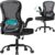 SONGMICS Ergonomic Office Chair, Mesh Swivel Desk Chair with Lumbar Support, Rocking Function, Flip-Up Armrests, for Home Office, Bedroom, Black OBN042BH03