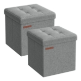 SONGMICS Foldable Ottoman Storage Box, 22 L, 30x30x30 Cm