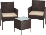 SONGMICS Garden Furniture Sets, Polyrattan Outdoor Patio Furniture, Conservatory PE Wicker Furniture, for Patio Balcony Backyard, Brown and Taupe GGF031K01