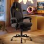 SONGMICS HOME Ergonomic Gaming Chair with Footrest, Headrest, Adjustable Height, Cotton-Linen Fabric, Ink Black