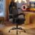 SONGMICS HOME Ergonomic Gaming Chair with Footrest, Headrest, Adjustable Height, Cotton-Linen Fabric, Ink Black