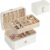 SONGMICS Jewellery Box, 2-Layer Jewellery Storage, 11 x 16 x 8 cm Travel Jewellery Box, Portable Jewellery Case, Small, Spacious, for Larger Accessories, Gift Idea, Cloud White JBC166W01