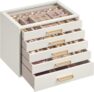 SONGMICS Jewellery Box, Glass Top Organiser, 5-Layer, 17.2 x 24 x 18.4 cm