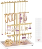 SONGMICS Jewellery Stand, Organiser with Metal Frame and Flocking Tray