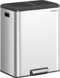 SONGMICS Kitchen Bin, 2 x 8 Gal. (2 x 30 L) Double Rubbish Bin, Stainless Steel (Prime Day Deal)