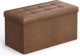 SONGMICS MAZIE Folding Storage Ottoman Bench, 76cm (Coffee Brown)