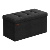 SONGMICS MAZIE Storage Ottoman Bench 76 Cm Ink Black LSF047B51