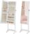 SONGMICS Mirror Jewellery Cabinet Armoire, Standing Full-Length Mirror, Lockable Jewellery Organiser, Gift Idea, White Surface and Beige Lining JJC069W02