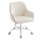 SONGMICS Office Chair, Sherpa and Synthetic Leather, Foam Padding, Adjustable Height