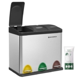 SONGMICS Pedal Bin, 3 x 8 L Small-Capacity Metal Rubbish Bin, Trash Bin for Kitchen