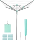 SONGMICS Rotary Washing Line, Foldable, 164.0 ft (50 m) Length Clothes Lines for Outdoor,with Clips and Protective Cover, for 4 Loads of Laundry, Silver, BUNJI Collection LLR307EZ01
