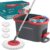 SONGMICS Spin Mop Bucket Set with Pedal Wringer, Floor Cleaning Mop, Adjustable Telescopic Handle 122.5-150 cm, 360 Rotating Head, 3 Microfibre Pads, Grey and Red LMB002GT03