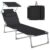 SONGMICS Sun Lounger with Headrest, Backrest and Parasol, Tilt, Lightweight, Foldable, 53 x 193 x 29.5 cm, Black Sold By Songmics Prime Deal